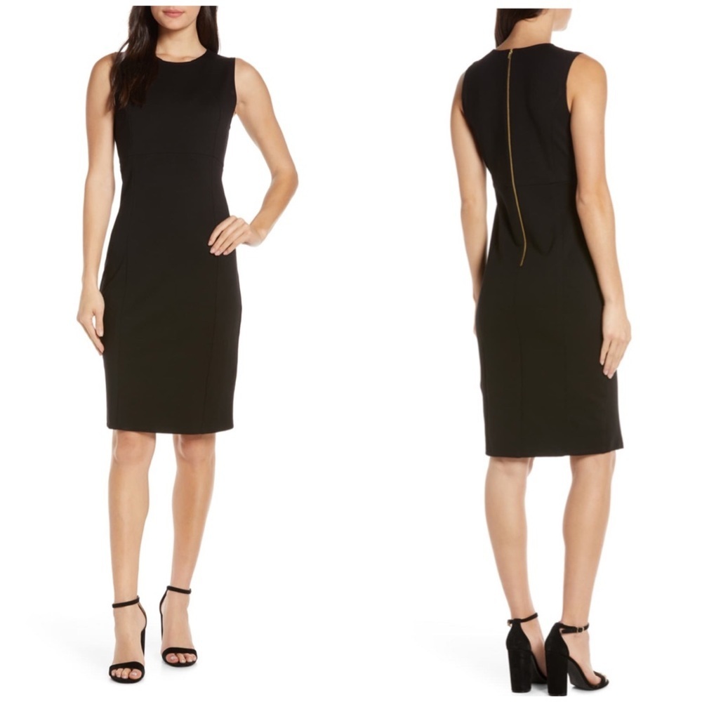 NWT Charles Henry Black LBD Sheath Dress S